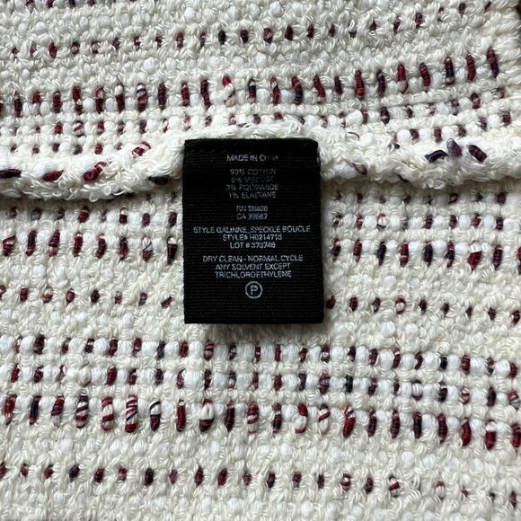 Theory Size L Beige Red Black Galinne Speckled Boucle Cropped Knit Jacket - Picture 8 of 12